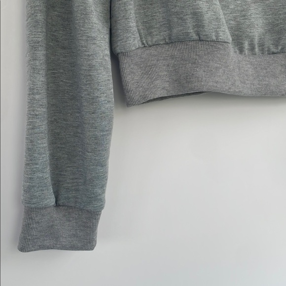 Cider Grey Asymmetrical Neck Long Sleeve Crop Top  Sweater Small - Picture 7 of 15